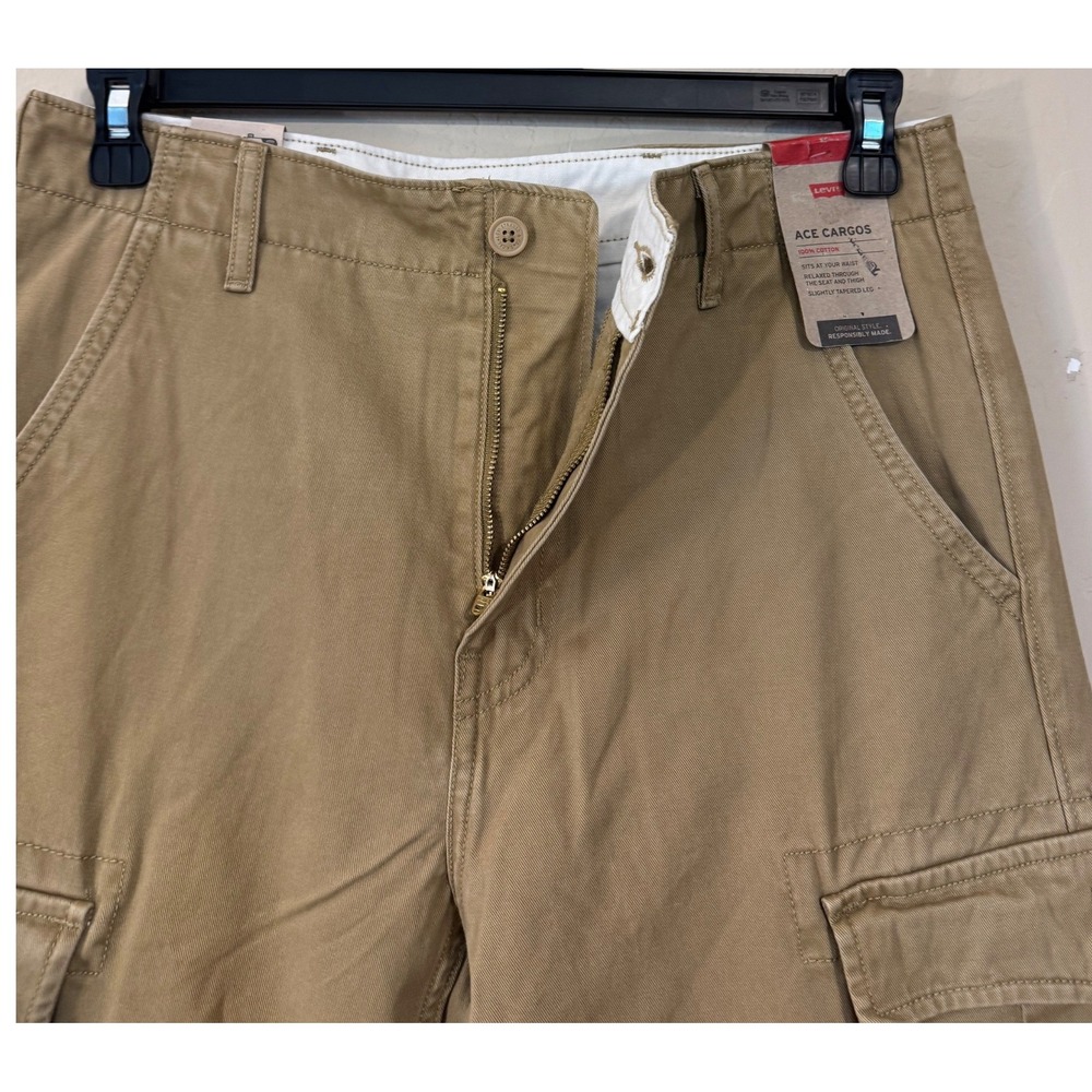 Levi Ace Cargo Pants Men 32x30 Khaki Relaxed Tapered Cotton NEW - Picture 2 of 10